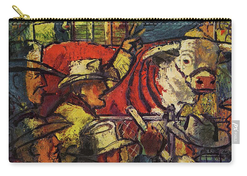 Adult Zip Pouch featuring the drawing Ranchers at a Cattle Auction by CSA Images