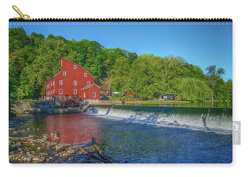 Raritan Zip Pouch featuring the photograph Raritan River - Clinton New Jersey - Red Mill by Bill Cannon