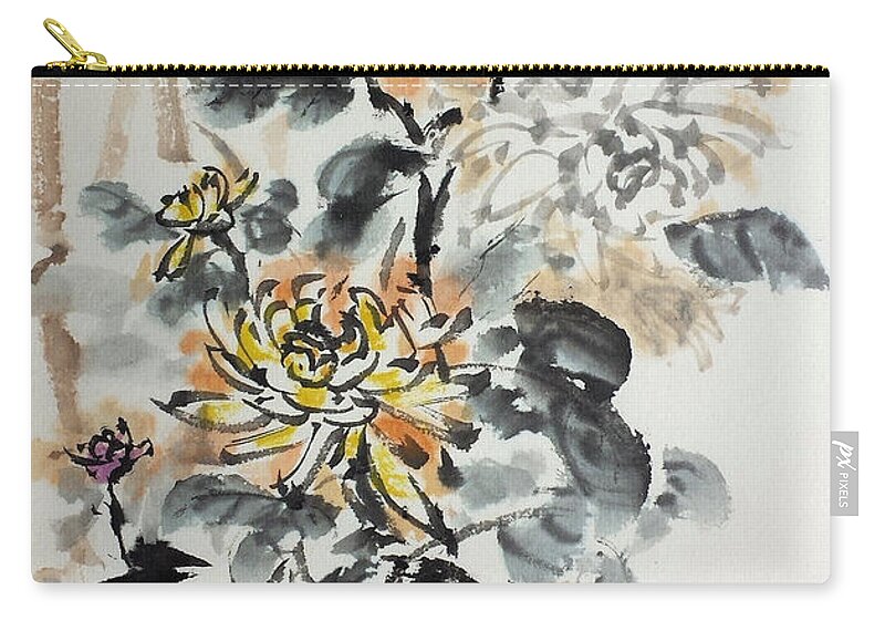 Brush Paintings Zip Pouch featuring the painting Reaching for the Sun by Laurie Samara-Schlageter