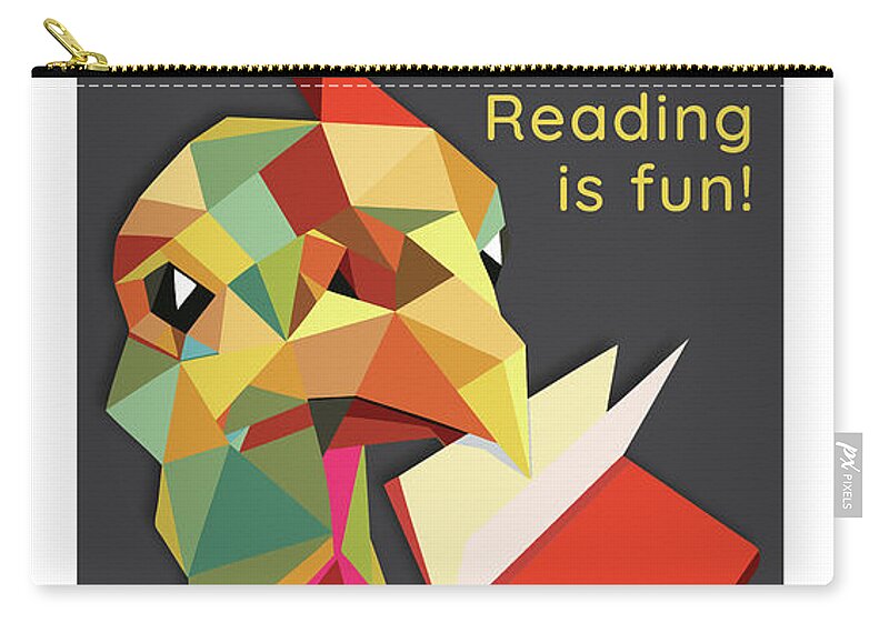 Brookline Zip Pouch featuring the digital art Reading is fun by Caroline Barnes