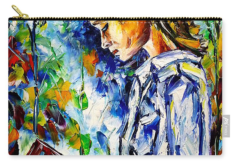 Girl With A Book Carry-all Pouch featuring the painting Reading Outdoors by Mirek Kuzniar