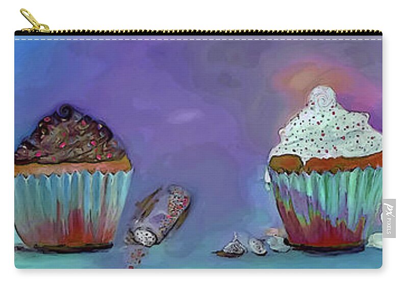 Acrylic Zip Pouch featuring the painting Ready For A Cupcake Painting by Lisa Kaiser