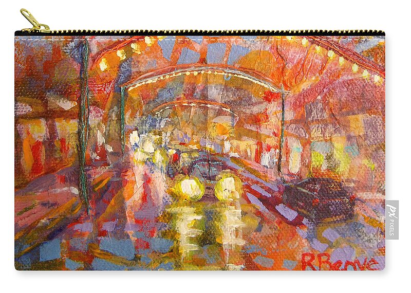 Festive Zip Pouch featuring the painting Ready to Go in the Short North by Robie Benve
