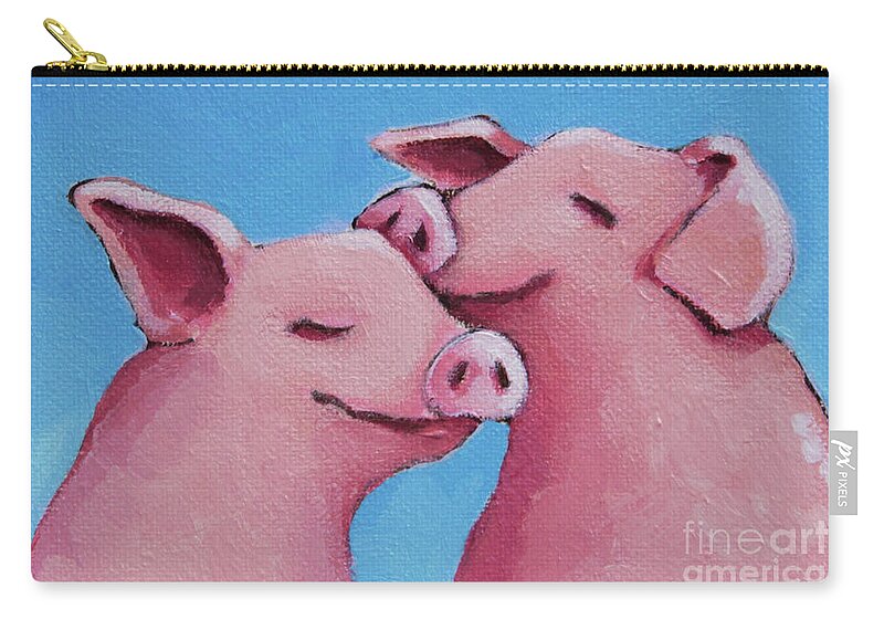 Pig Zip Pouch featuring the painting Real Friendships by Lucia Stewart