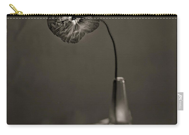 Vase Zip Pouch featuring the photograph Rear Of Poppy, Just Opened by T Scott Carlisle
