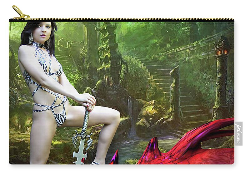 Fantasy Carry-all Pouch featuring the photograph Rebel Dragon Slayer by Jon Volden
