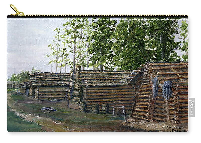Civil War Zip Pouch featuring the painting Rebel Huts, Port Hudson, Louisiana 1863 by Lenora De Lude