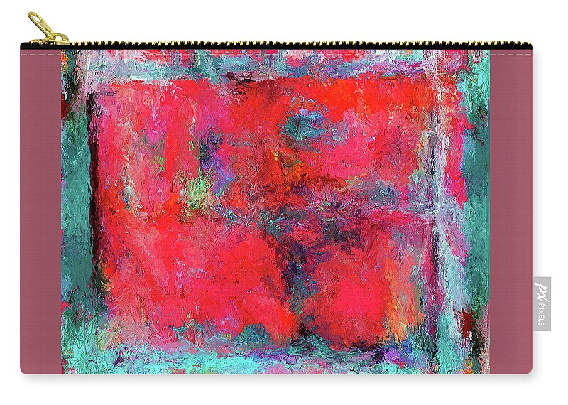  Zip Pouch featuring the painting Rectangular Red by Rein Nomm