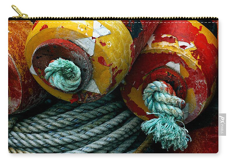 Red and Yellow Crab Pot Buoys Zip Pouch by Carol Leigh - Fine Art