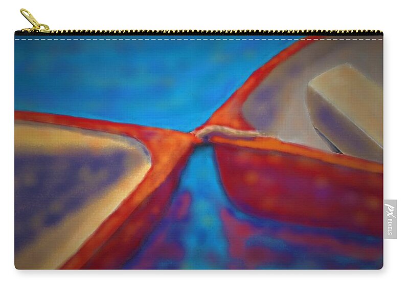 Red Boats Zip Pouch featuring the digital art Red Boats by Angela Davies