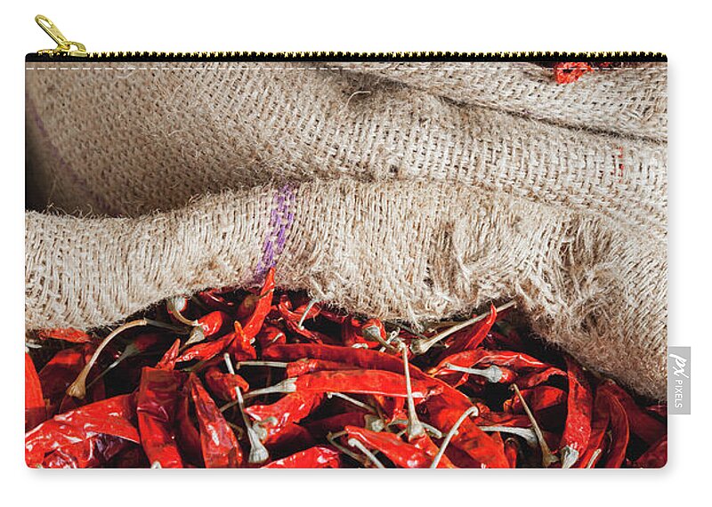 Asia Zip Pouch featuring the photograph Red Chilli by Maria Heyens