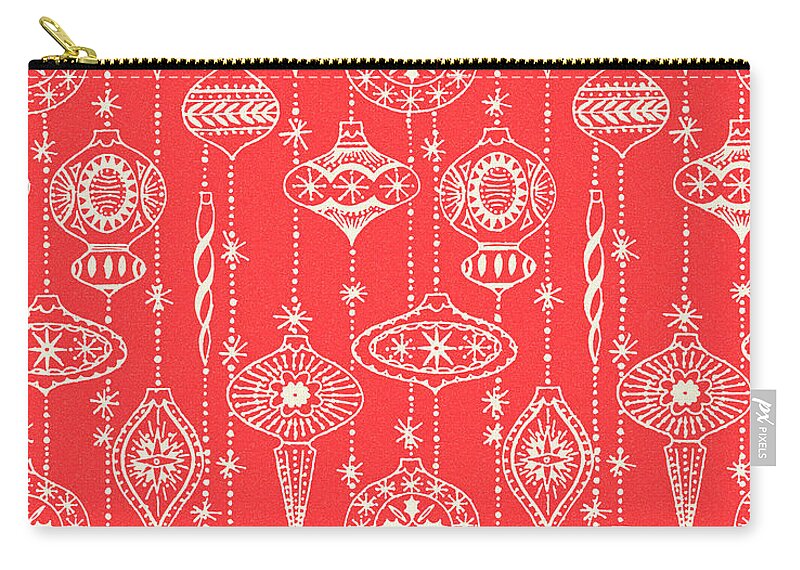 Background Zip Pouch featuring the drawing Red Christmas Ornament Pattern by CSA Images
