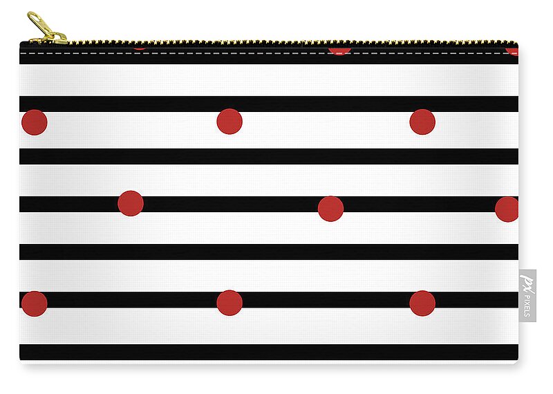 Red Zip Pouch featuring the mixed media Red Dots On Stripes by Sd Graphics Studio