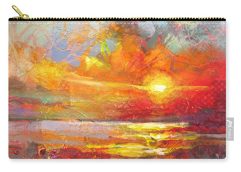Sea Zip Pouch featuring the painting Red Glow by Robie Benve
