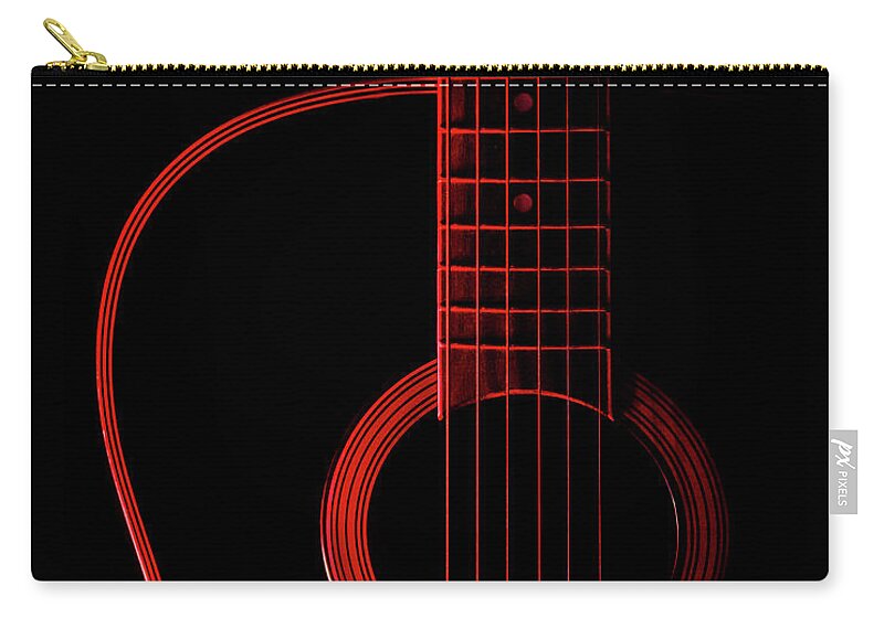 Red Zip Pouch featuring the photograph Red Guitar by Melissa Lipton