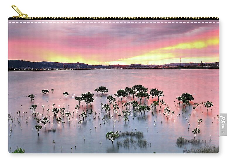 Scenics Zip Pouch featuring the photograph Red Morning by Copyright Of Eason Lin Ladaga