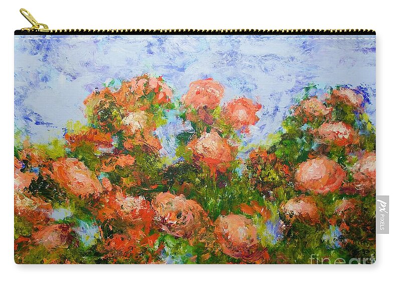 Roses Zip Pouch featuring the painting Red Ribbon Roses by Allan P Friedlander