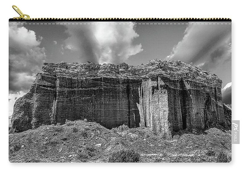 Nature Zip Pouch featuring the photograph Red Rock BW by Scott Cordell