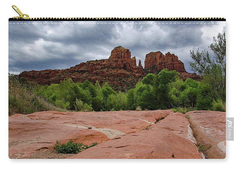 Red Rock State Park Zip Pouch featuring the photograph Red Rock Leading Lines by Douglas Wielfaert