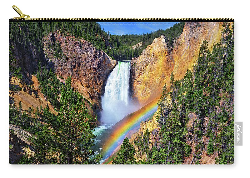 Lower Falls Zip Pouch featuring the photograph Red Rock Rainbow by Greg Norrell