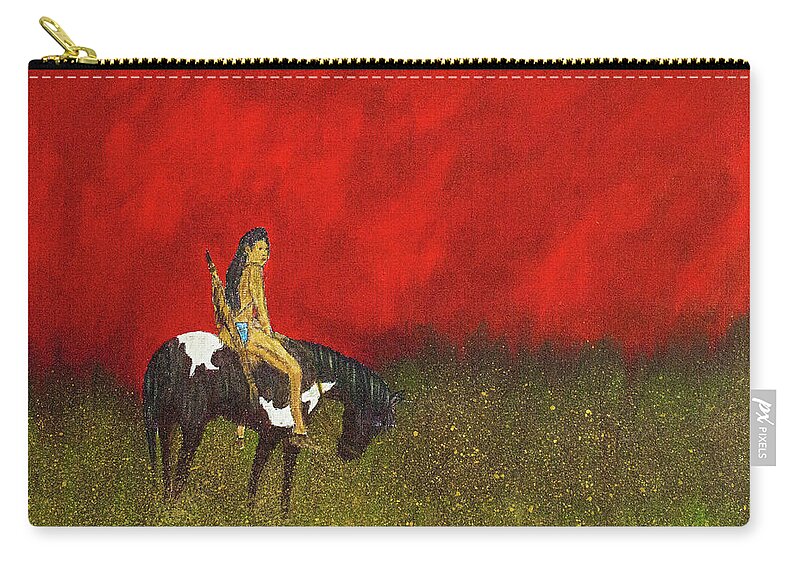 Red Carry-all Pouch featuring the painting Red Sky Above by Randy Sylvia
