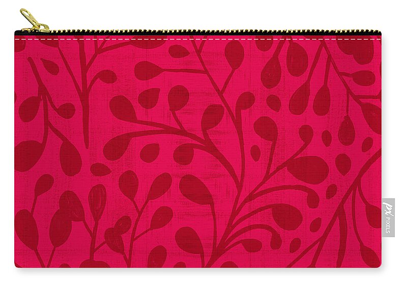 Red Zip Pouch featuring the painting Red Tonal Branch Pattern by Jen Montgomery