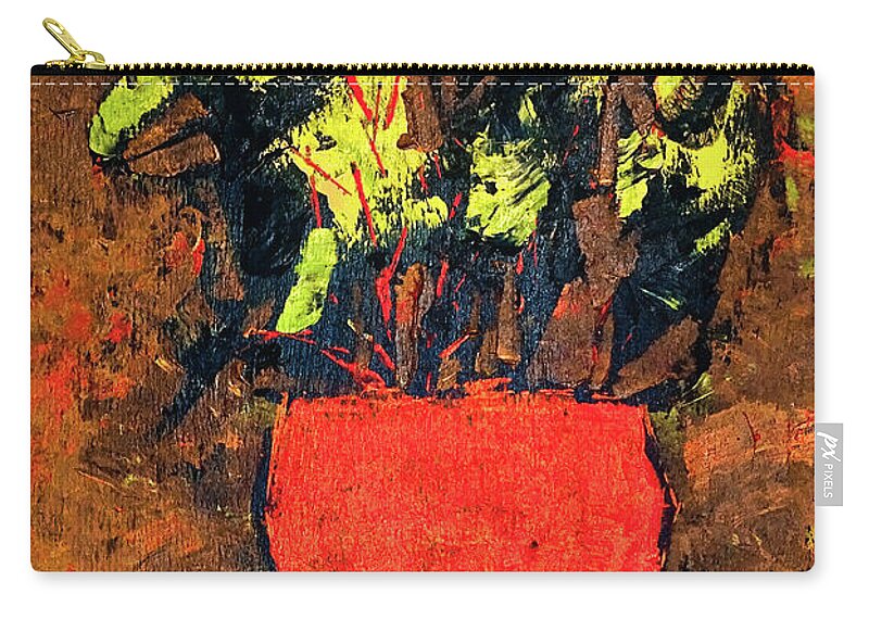 Red Vase Zip Pouch featuring the painting Red Vase by Marty Klar