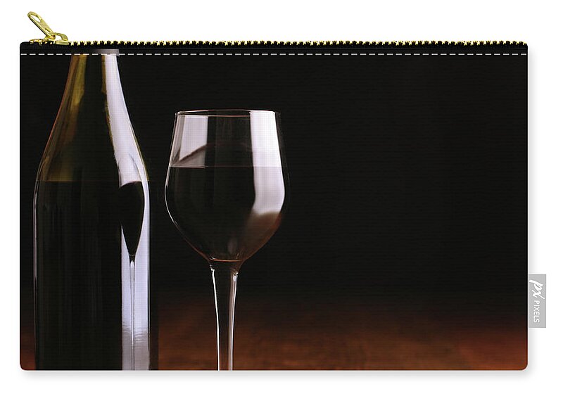 Black Background Zip Pouch featuring the photograph Red Wine Copy Space by Donald gruener