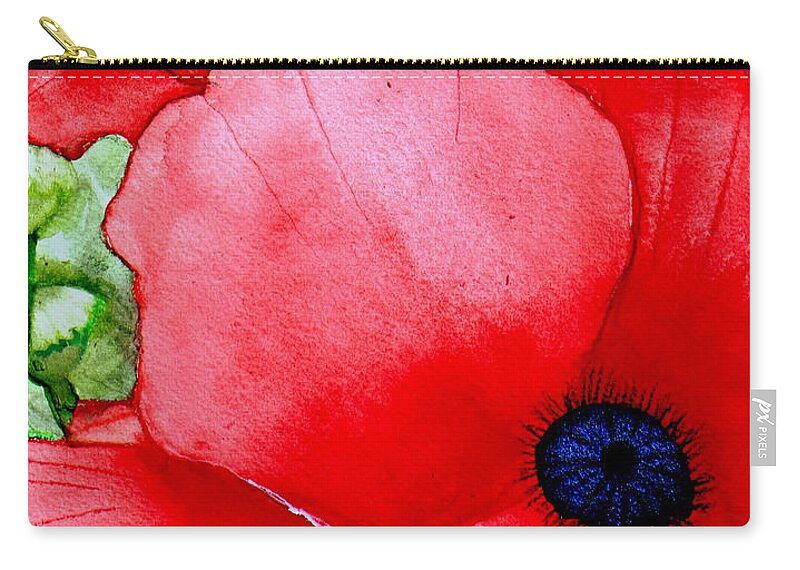 Red Zip Pouch featuring the painting RedPops 2 Watercolor by Kimberly Walker
