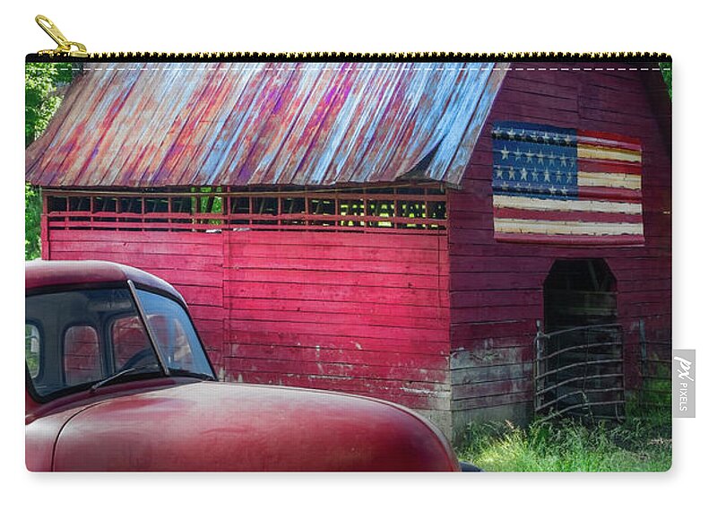 American Zip Pouch featuring the photograph Reds in the Country II by Debra and Dave Vanderlaan