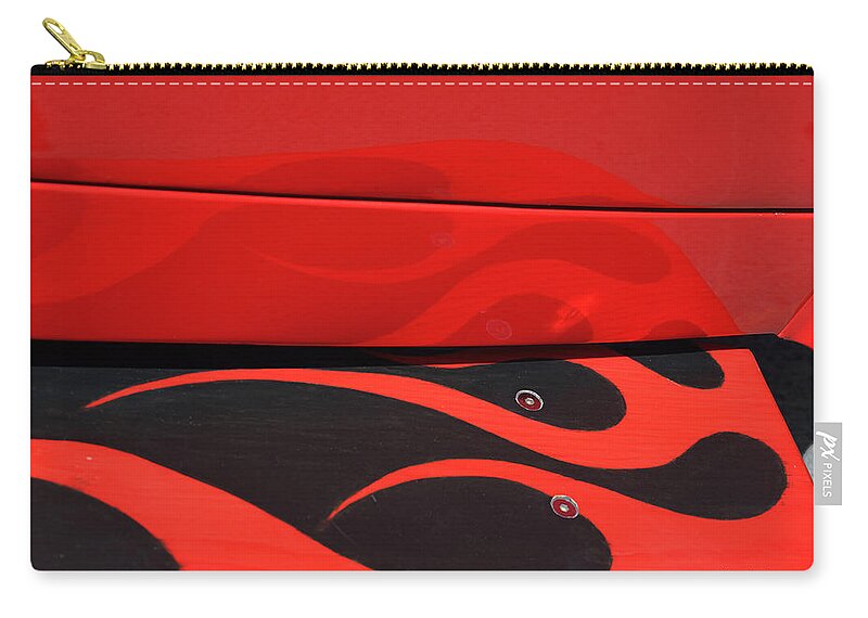 Red Zip Pouch featuring the photograph Reflections at the Car Show 5 by Kae Cheatham