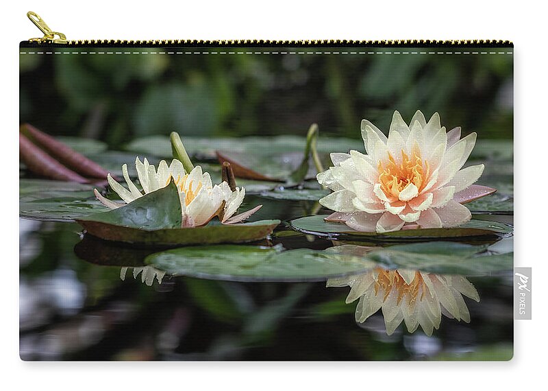 Flower Zip Pouch featuring the photograph Delicate Reflections by Laura Roberts
