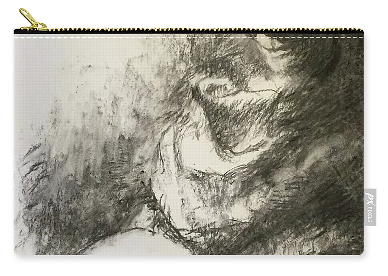 Books Zip Pouch featuring the drawing Reflection by Ellen Dreibelbis