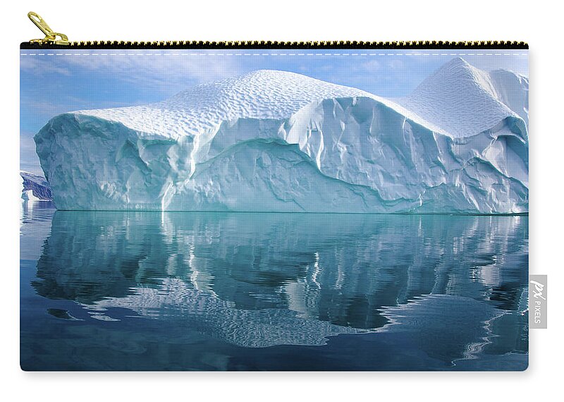 Scenics Zip Pouch featuring the photograph Reflection Of Ice by Nancy Carels