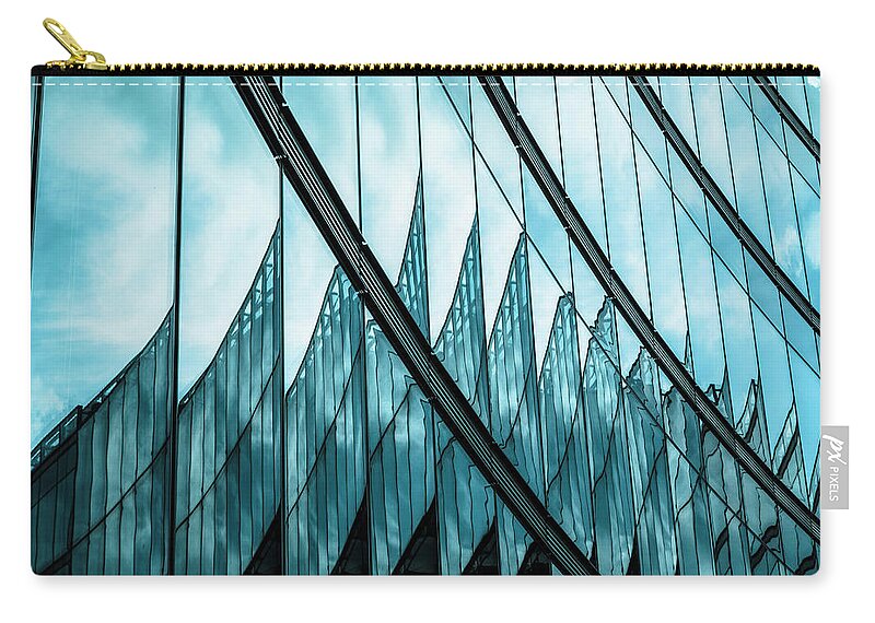 Berlin Zip Pouch featuring the photograph Reflections In A Modern Glass Facade by Ingo Jezierski
