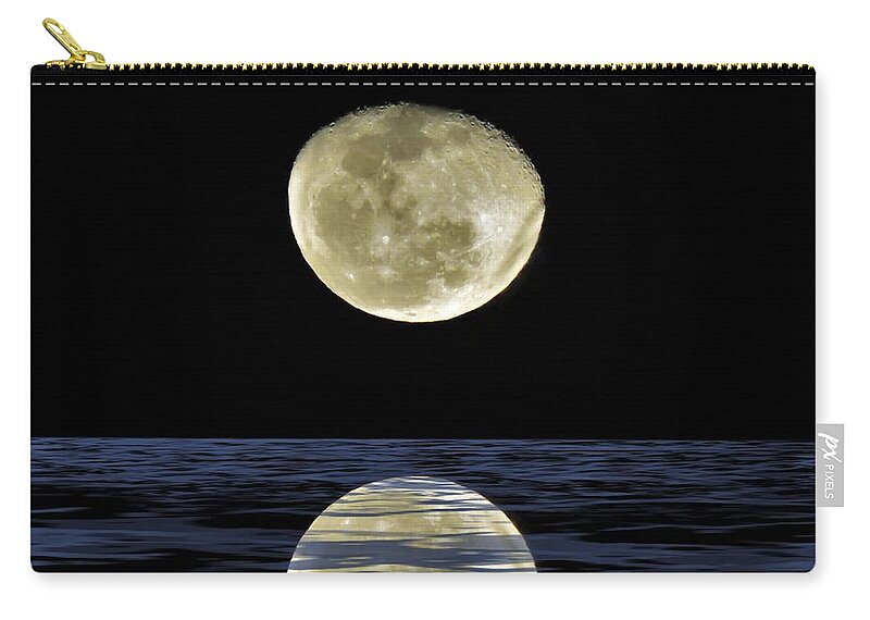 Weipa Zip Pouch featuring the mixed media Reflective Moon by Joan Stratton