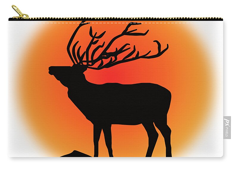 Reindeer In The Sunset Zip Pouch featuring the digital art Reindeer in the sunset by Patricia Piotrak