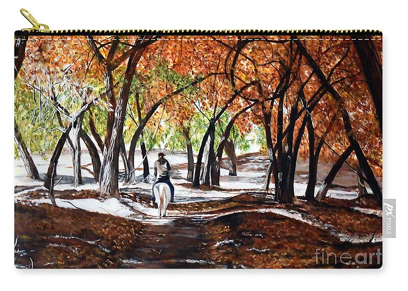 Horse Zip Pouch featuring the painting Reins of Serenity by Marilyn McNish