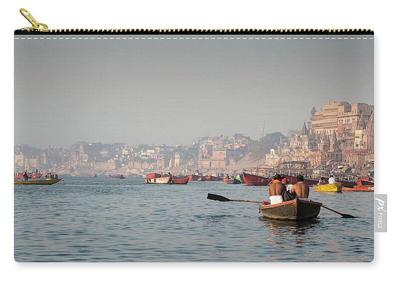 Ganges Zip Pouch featuring the photograph Religious River of Ganges in India by Michalakis Ppalis