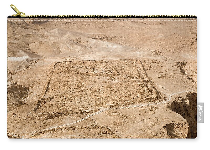 Flowerbed Zip Pouch featuring the photograph Remnants Of Legionary Camp At Masada by Photostock-israel