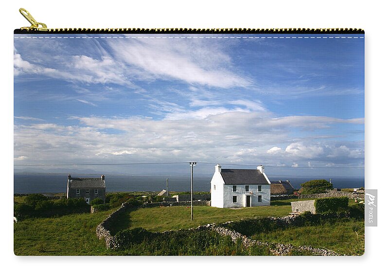 Bay Of Water Zip Pouch featuring the photograph Remote Farmhouse Aran Islands Southern by Mikeuk