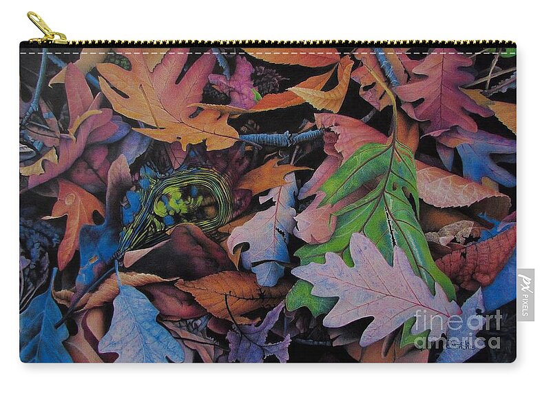 Leaves Zip Pouch featuring the drawing Reservoir by Pamela Clements