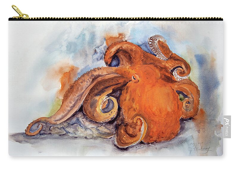 Octopus Zip Pouch featuring the painting Resting Place by Jeanette Mahoney