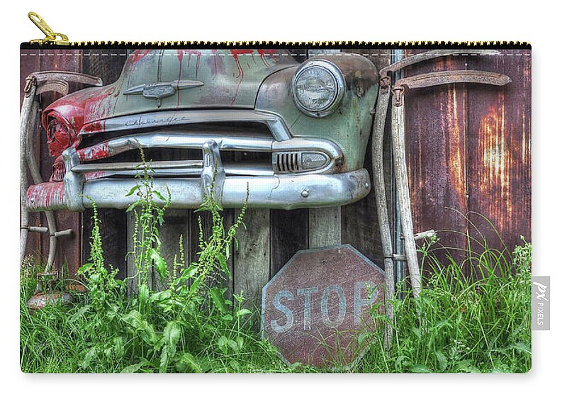 Old Cars Zip Pouch featuring the photograph Retired by Randall Dill