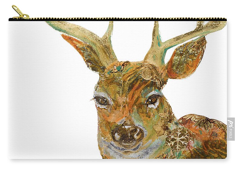 Retro Zip Pouch featuring the painting Retro Deer by Patricia Pinto