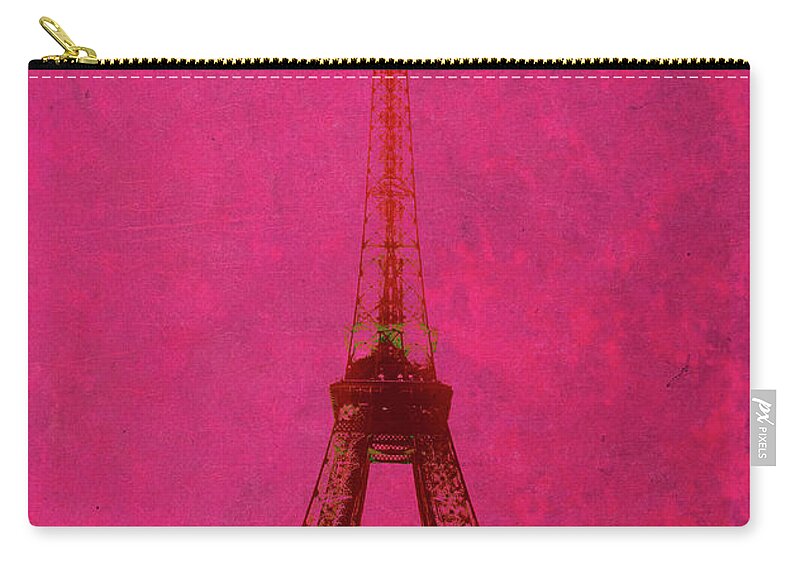 Eiffel Tower Zip Pouch featuring the photograph Retro-styled Eiffel Tower In Pink by Kathy Collins