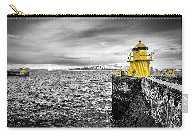Ingolfsgarour Zip Pouch featuring the photograph Reykjavik Harbour by Nigel R Bell