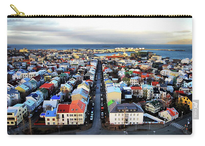 Reykjavik Zip Pouch featuring the photograph Reykjavik, Iceland, From The by L. Toshio Kishiyama