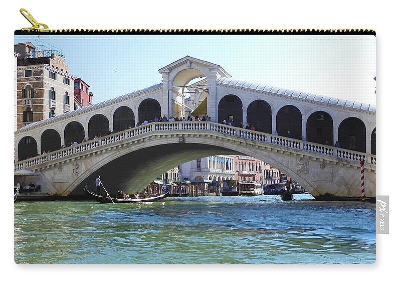 Water Zip Pouch featuring the photograph Rialto Bridge, Venice by Nina-Rosa Dudy