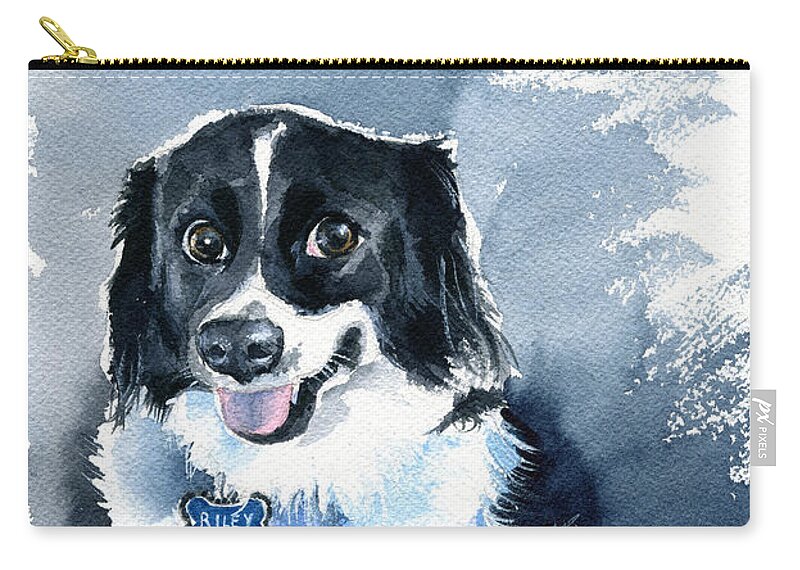 Dog Zip Pouch featuring the painting Riley by Dora Hathazi Mendes
